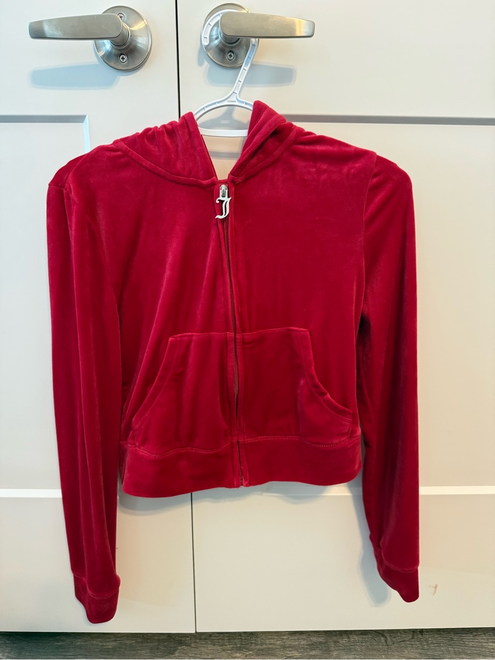 Juicy Couture Red Velour Zip Hoodie Jacket
